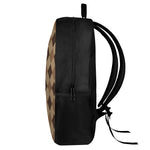 Brown Argyle Pattern Print 17 Inch Backpack