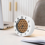 Brown Argyle Pattern Print Alarm Clock