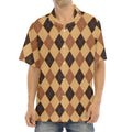Brown Argyle Pattern Print Aloha Shirt