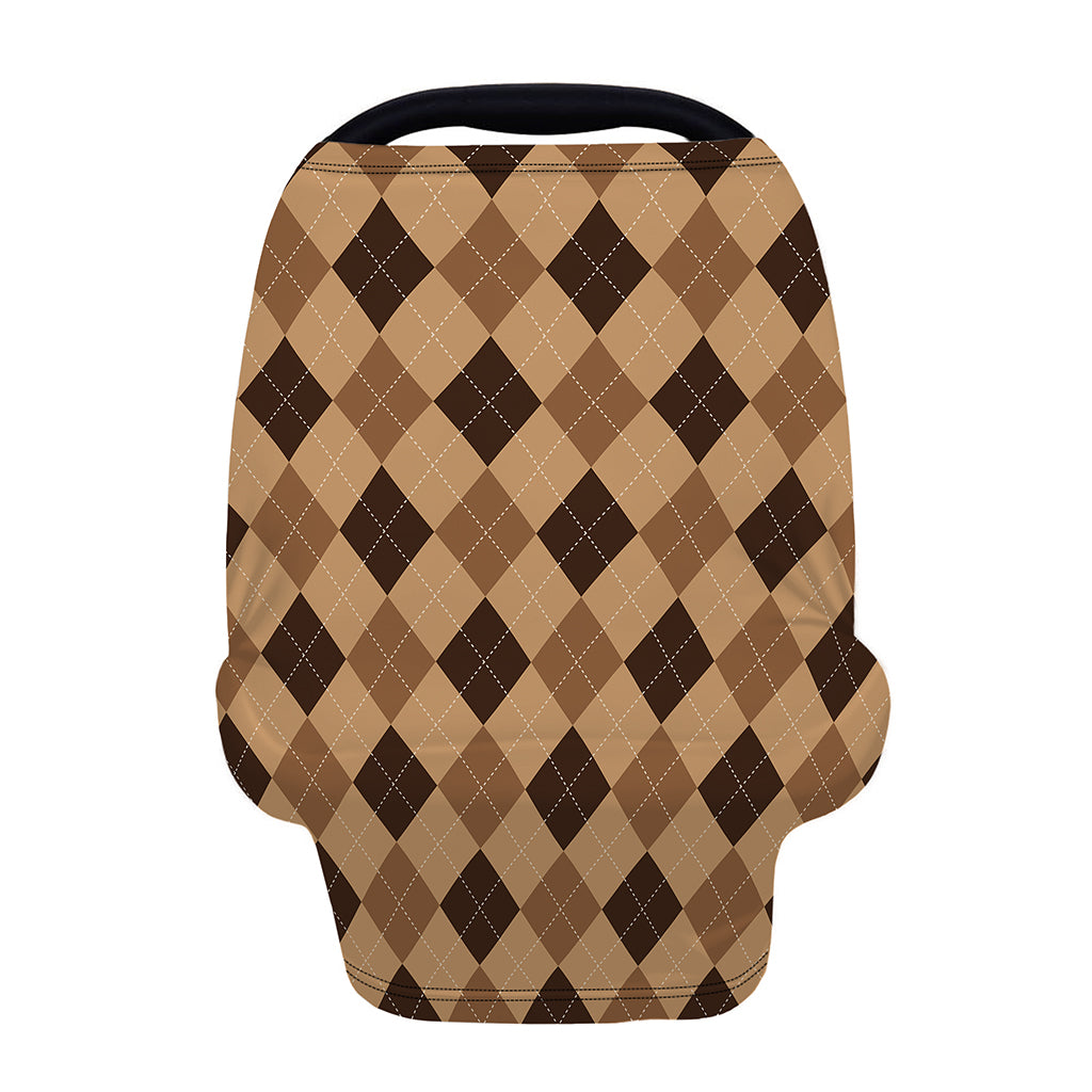 Brown Argyle Pattern Print Baby Seat Cover