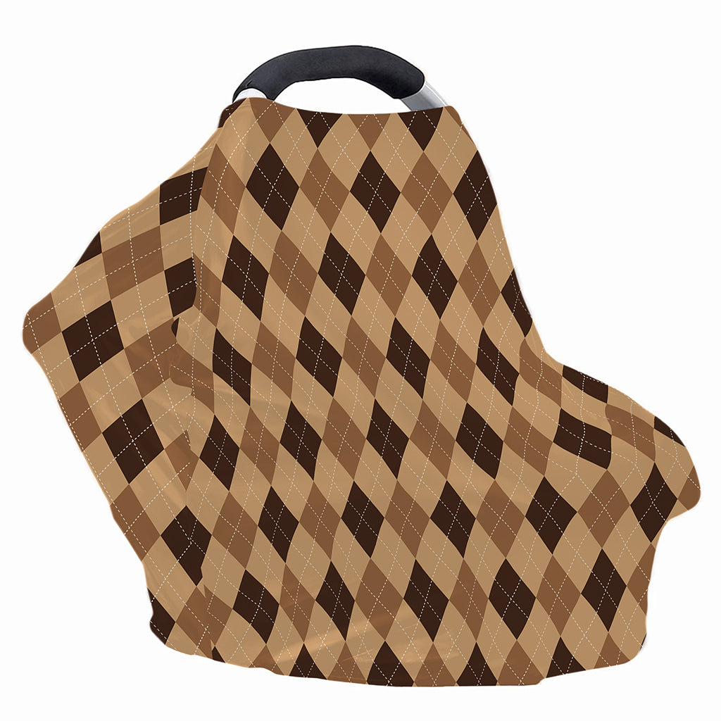 Brown Argyle Pattern Print Baby Seat Cover