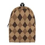 Brown Argyle Pattern Print Backpack