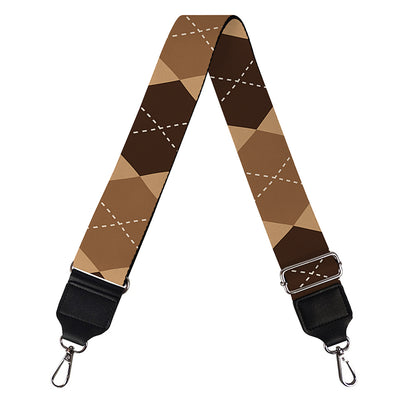 Brown Argyle Pattern Print Bag Strap