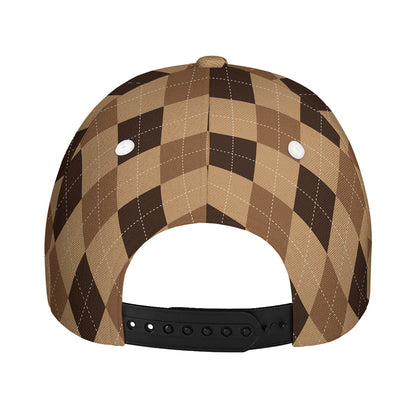 Brown Argyle Pattern Print Baseball Cap
