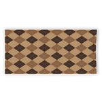 Brown Argyle Pattern Print Beach Towel