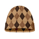 Brown Argyle Pattern Print Beanie