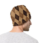 Brown Argyle Pattern Print Beanie