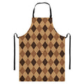 Brown Argyle Pattern Print Bib Apron With Pocket