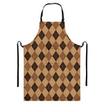 Brown Argyle Pattern Print Bib Apron With Pocket