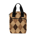 Brown Argyle Pattern Print Bible Tote Bag