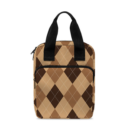 Brown Argyle Pattern Print Bible Tote Bag