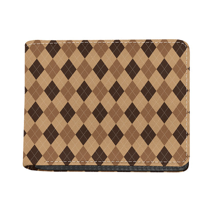 Brown Argyle Pattern Print Bifold Wallet