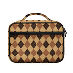 Brown Argyle Pattern Print Briefcase Bible Bag
