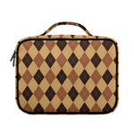 Brown Argyle Pattern Print Briefcase Bible Bag