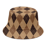 Brown Argyle Pattern Print Bucket Hat