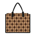 Brown Argyle Pattern Print Canvas Tote Bag