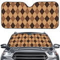 Brown Argyle Pattern Print Car Windshield Sun Shade