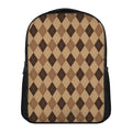 Brown Argyle Pattern Print Casual Backpack