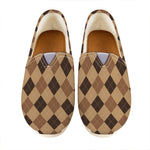 Brown Argyle Pattern Print Casual Shoes