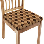 Brown Argyle Pattern Print Chair Cushion Cover