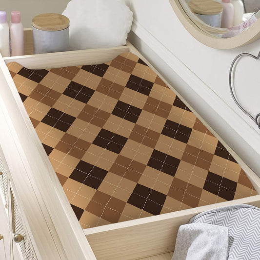 Brown Argyle Pattern Print Changing Pad Cover