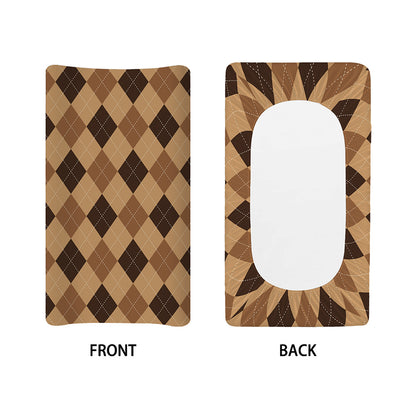 Brown Argyle Pattern Print Changing Pad Cover