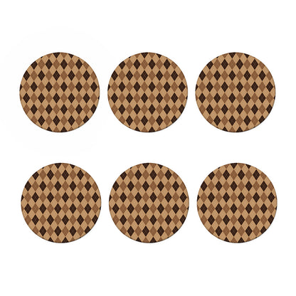 Brown Argyle Pattern Print Coaster Set