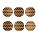 Brown Argyle Pattern Print Coaster Set