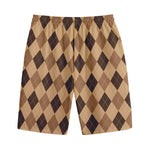 Brown Argyle Pattern Print Cotton Shorts