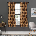 Brown Argyle Pattern Print Curtain
