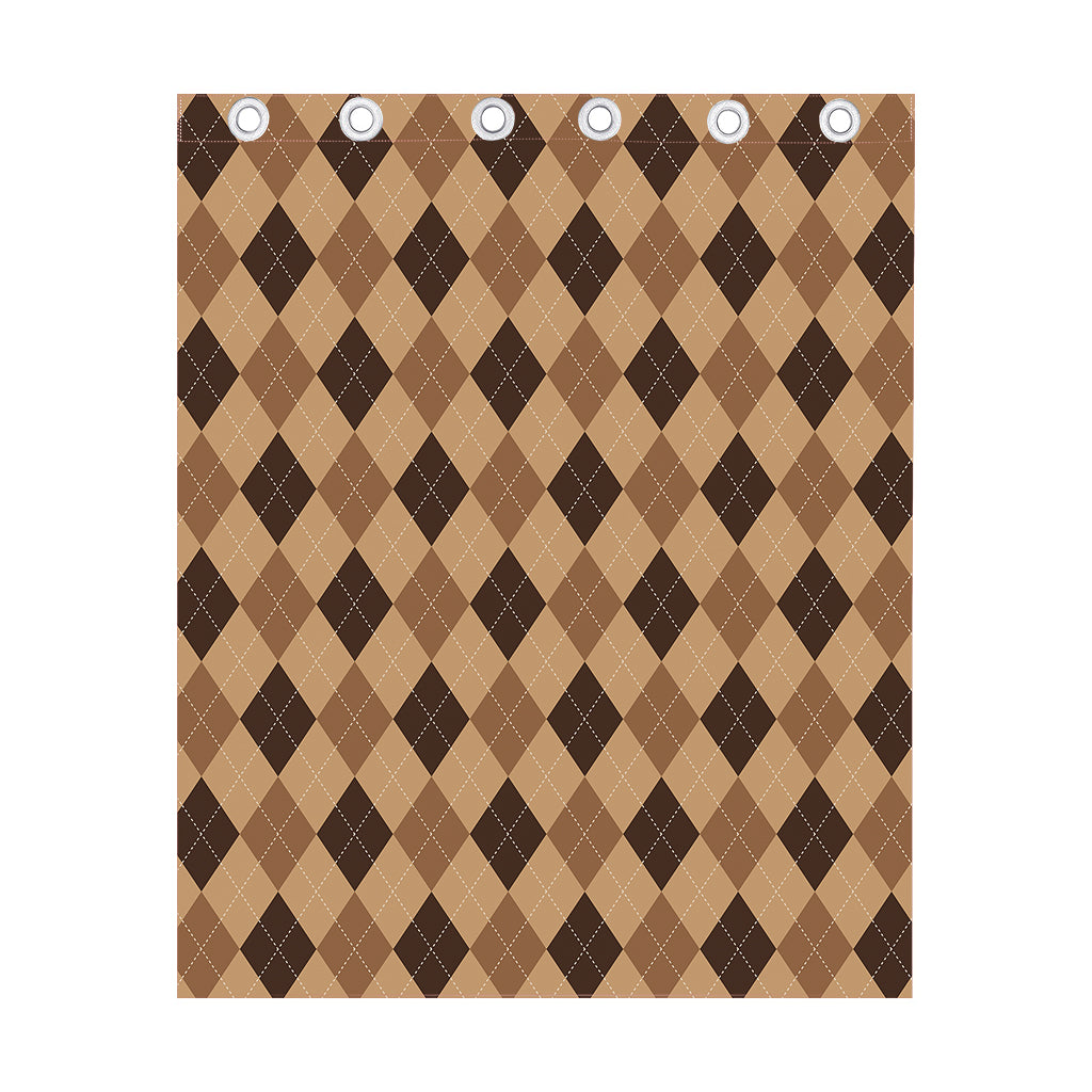 Brown Argyle Pattern Print Curtain
