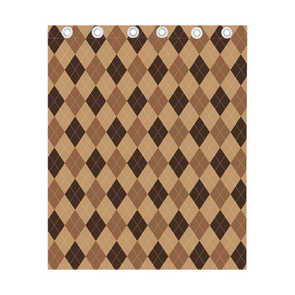 Brown Argyle Pattern Print Curtain