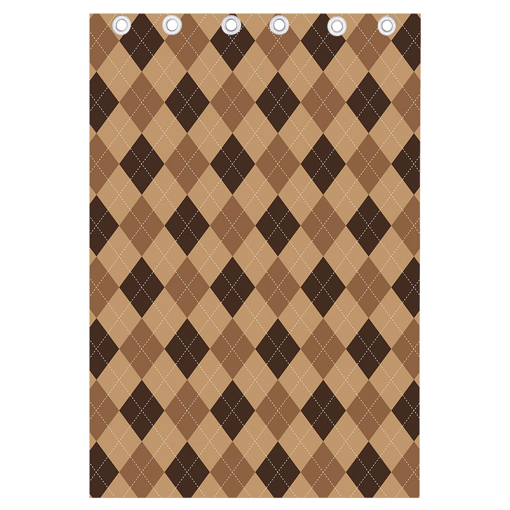Brown Argyle Pattern Print Curtain