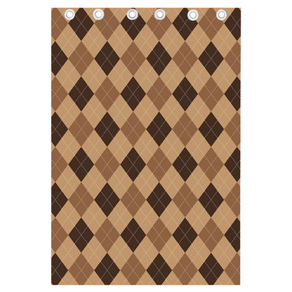 Brown Argyle Pattern Print Curtain