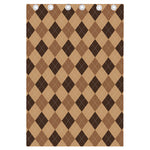 Brown Argyle Pattern Print Curtain