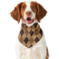 Brown Argyle Pattern Print Dog Bandana