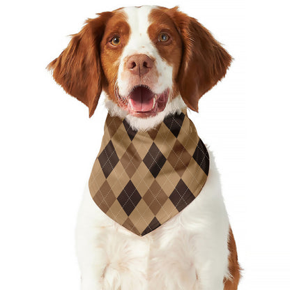 Brown Argyle Pattern Print Dog Bandana