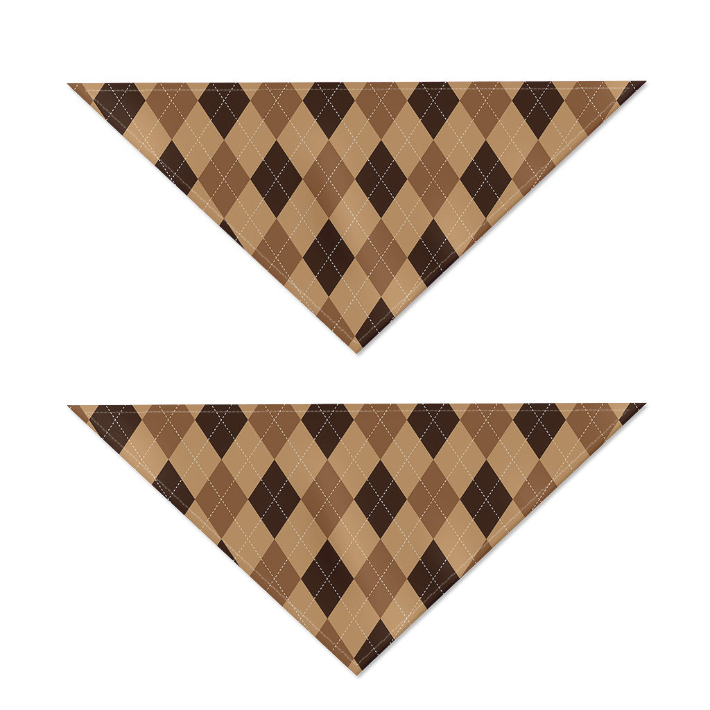 Brown Argyle Pattern Print Dog Bandana
