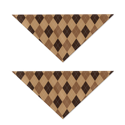 Brown Argyle Pattern Print Dog Bandana