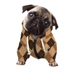 Brown Argyle Pattern Print Dog Zip Up Hoodie