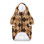 Brown Argyle Pattern Print Dog Zip Up Hoodie
