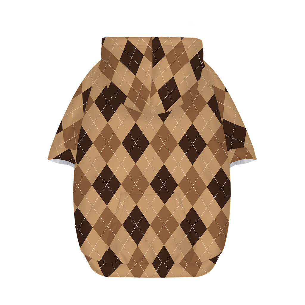 Brown Argyle Pattern Print Dog Zip Up Hoodie