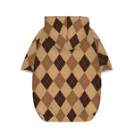 Brown Argyle Pattern Print Dog Zip Up Hoodie