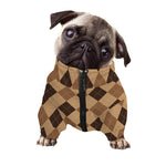 Brown Argyle Pattern Print Dog Zip Up Jacket