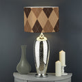 Brown Argyle Pattern Print Drum Lamp Shade