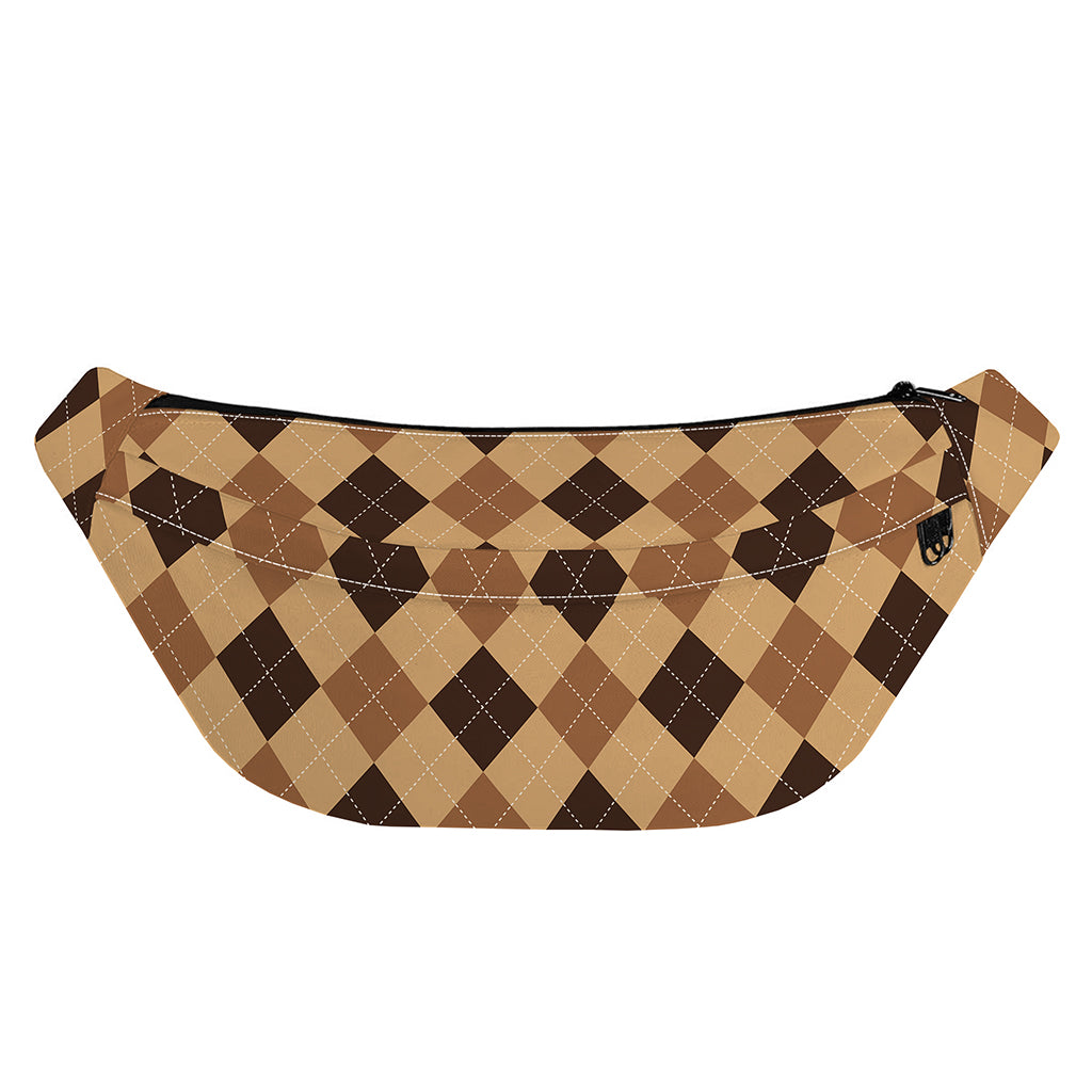 Brown Argyle Pattern Print Fanny Pack