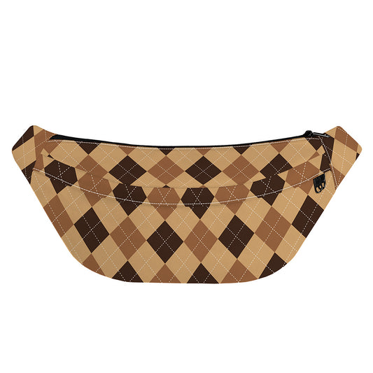 Brown Argyle Pattern Print Fanny Pack