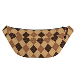Brown Argyle Pattern Print Fanny Pack