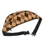 Brown Argyle Pattern Print Fanny Pack