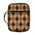 Brown Argyle Pattern Print Front Pocket Bible Bag